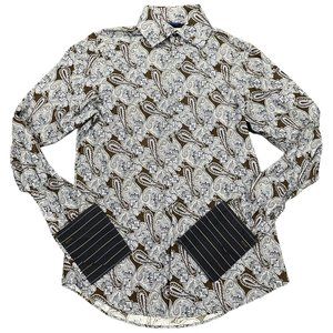 BANANA REPUBLIC French Cuff Dress Shirt Mens M 15-15.5 All Over Paisley Print